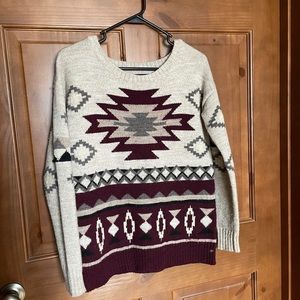 XS American Eagle Aztec Boho Oversized Sweater